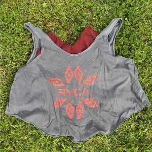 RVCA Gray and Red Graphic Tank Top